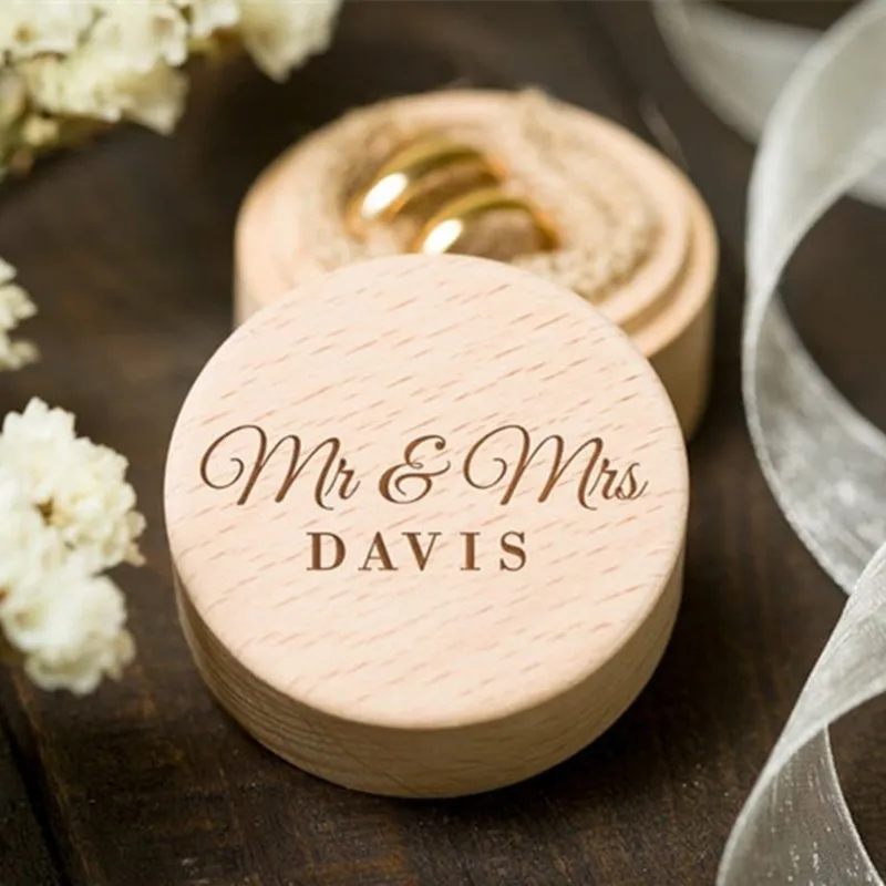 

Mr & Mrs Custom Wedding Ring Box Personalized Ring Bearer Box Wooden Rustic Country Wedding Decoation