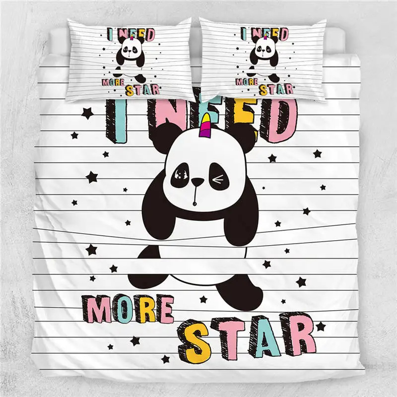 Panda5 Постельные принадлежности Outlet панда домашний текстиль пододеяльник с наволочкой чехол мультфильм Радуга Комплект постельного белья животное Дети Подростки Постельное белье queen 3 шт - Color: Panda5