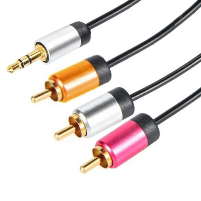 Single 1M 3.5mm Jack Plug Male to 3 RCA Adapter High Quality 3.5 Audio Video AV Cable Wire Cord |