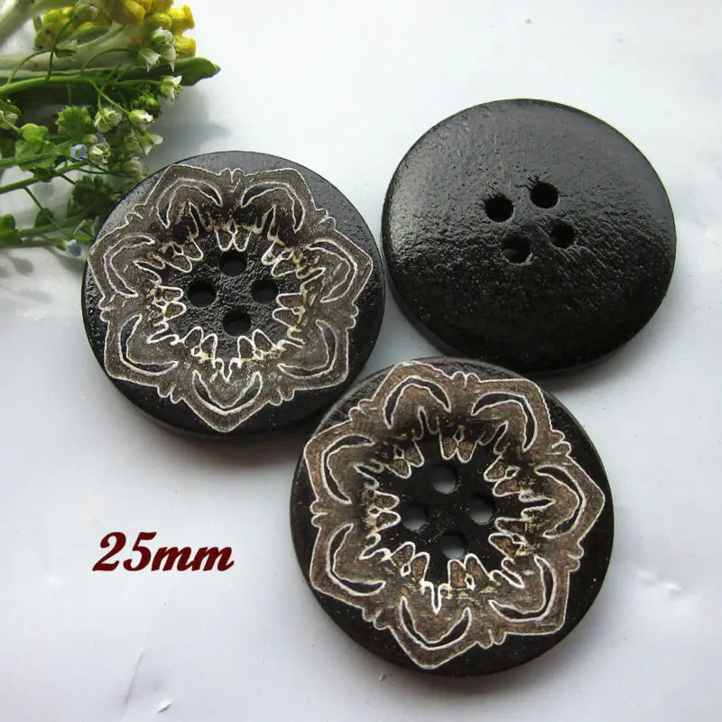 144 шт. 25 мм 1 дюйм 4 отверстия|buttons for sewing|brown wooden buttonswooden buttons |