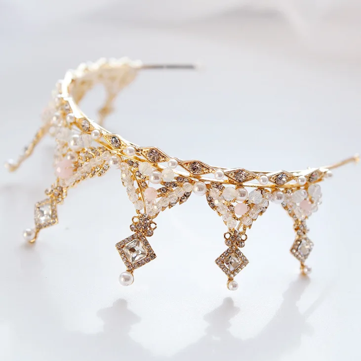 HIMSTORY Великолепная большая Тиара Свадебные короны золотые прозрачные стразы