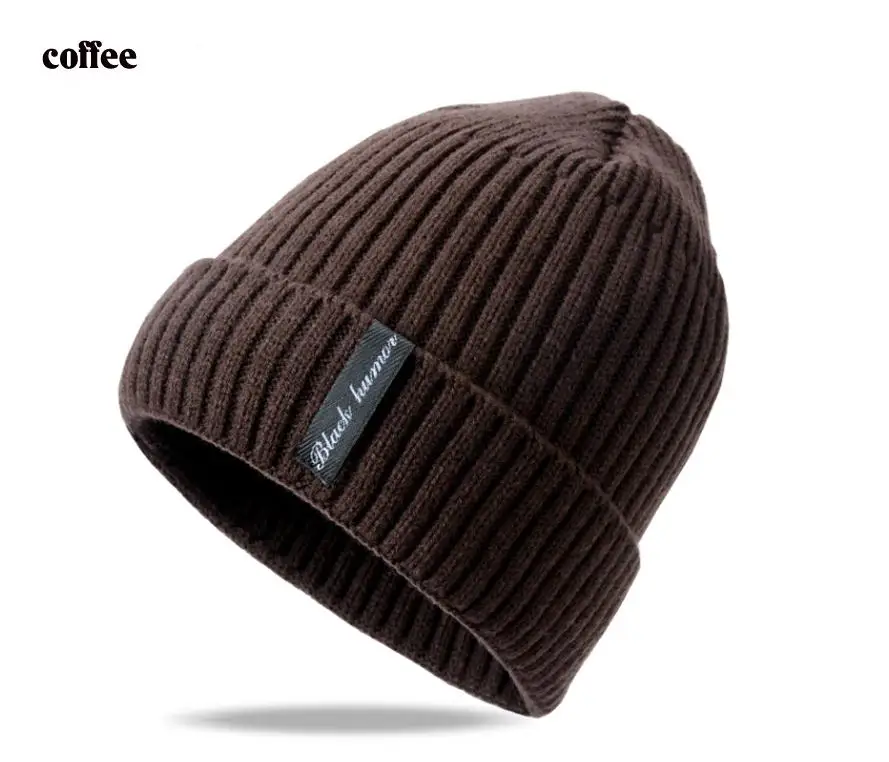coffee hat Шерсть, вязанная зимняя шапка для мужчин, Лыжные шапки бини, мужской теплый шарф, набор, шапка, вязаная Балаклава, мягкая шапочка для мальчиков - Цвет: coffee hat