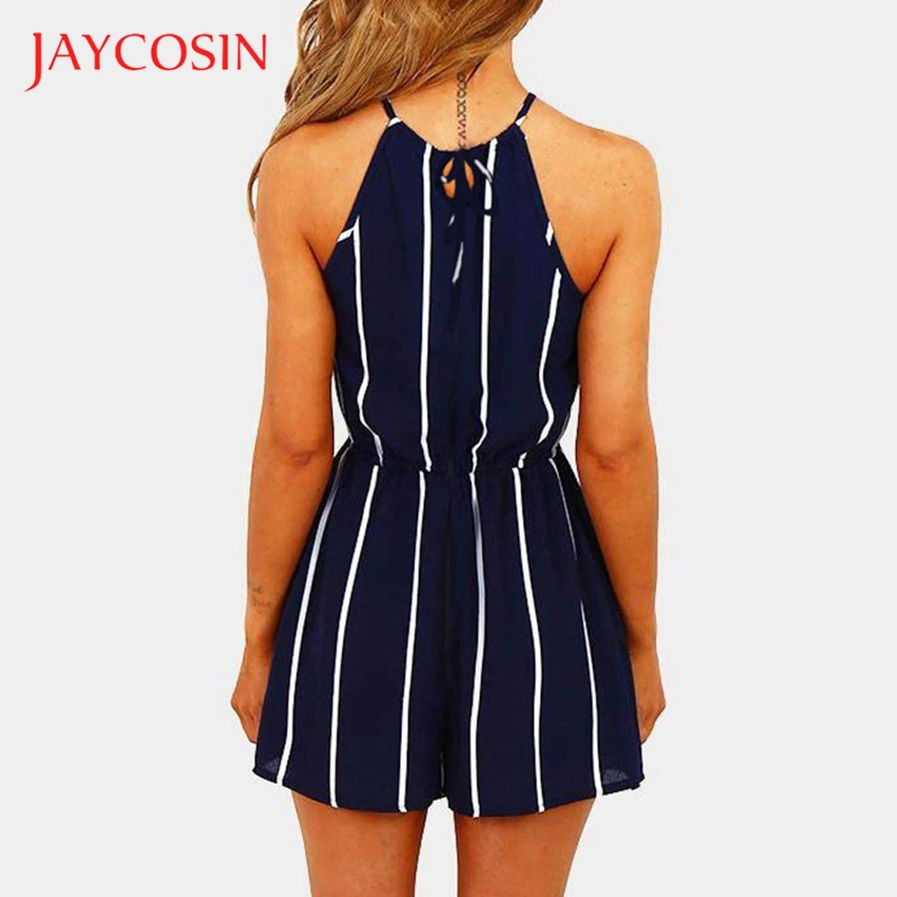 JAYCOSIN полосатый принт женский с открытыми плечами без рукавов материал высокого