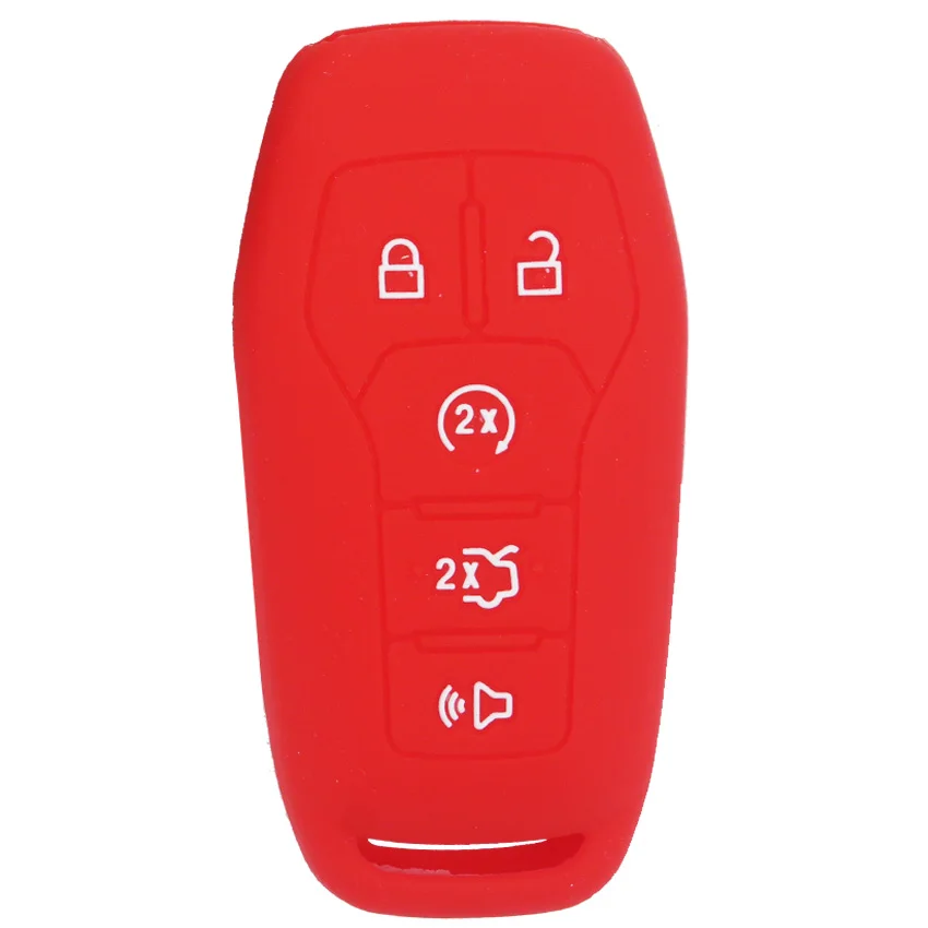 Red Для FORD EXPLORER EDGE FUSION MUSTANG F-150 F150 MONDEO 5 кнопок силиконовый чехол для автомобильного смарт-ключа Защитная крышка - Название цвета: Red