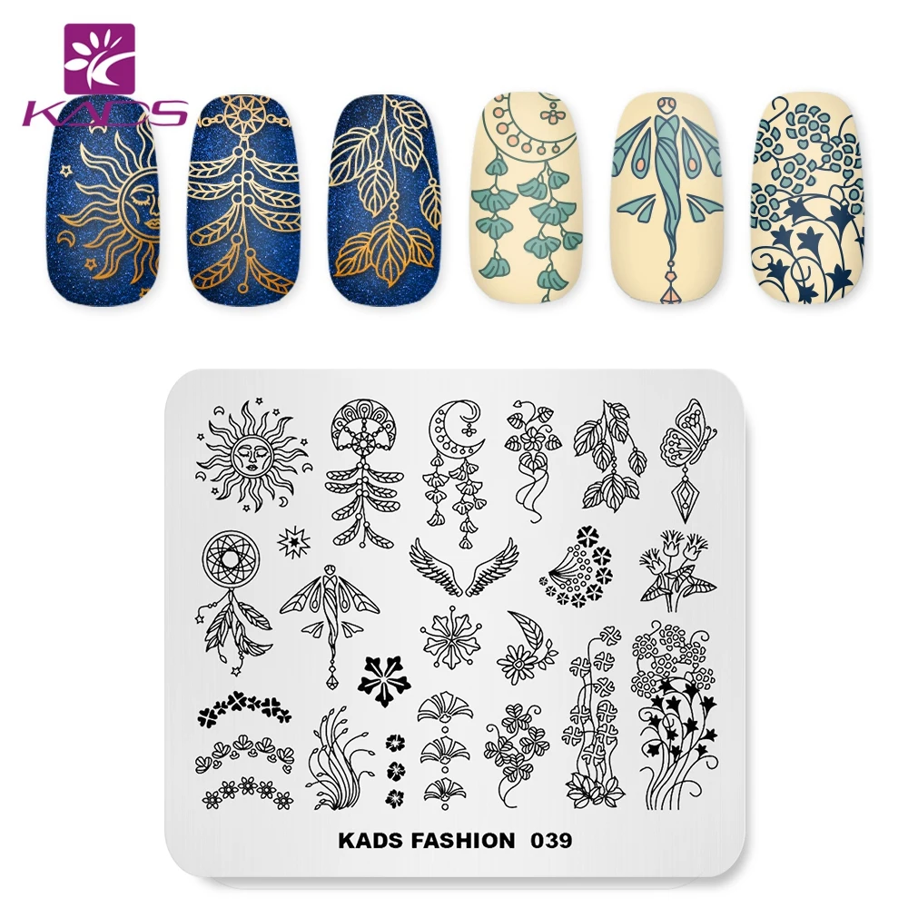 KADS Fashion 039 pattern nail stamp templates nail art stamping Plate Image Template Tools For printing DIY Manicure Stencils