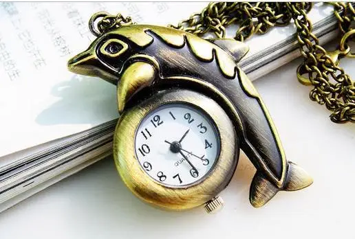 

Charming design Antique jewelry Retro classic quartz dolphins children Pendant necklace pocket watch