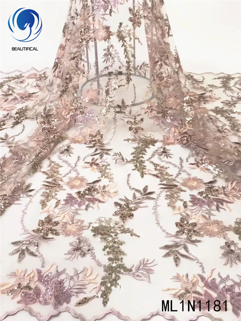 

BEAUTIFICAL African Embroidery Sequins Lace Fabric French Lace 2019 High Quality African Net Tulle Lace ML1N1181