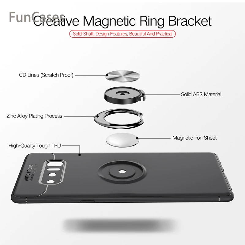 Для samsung Galaxy Note 8 чехол цветной металлический кольцевой магнитный держатель