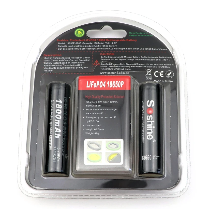 Аккумулятор Soshine 3 2 в 1800 мАч 18650 шт./лот|cell battery replacement|cell fitbattery trimmer |
