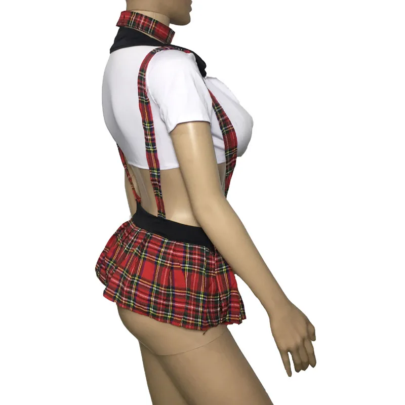 Plus Size xxxl Women Sexy Costume Lingerie Set School Girl Student Uniform Front Open Bra Top Suspender Butt Mini Skirt |