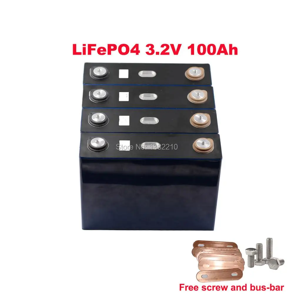 4 шт./лот LiFePO4 3,2 V 100Ah 3C 300A непрерывный разряд для RV и аккумуляторов для хранения солнечной энергии