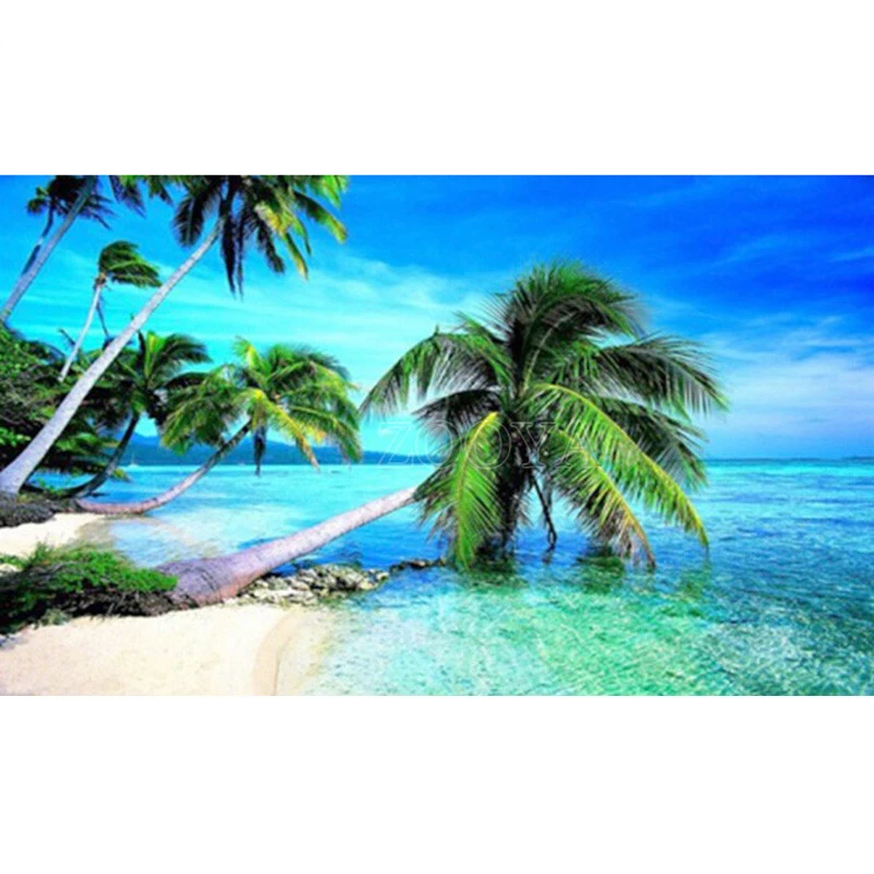 

5D DIY diamond embroidery sea coconut trees full Square diamond painting Cross Stitch Rhinestone mosaic decoration JX