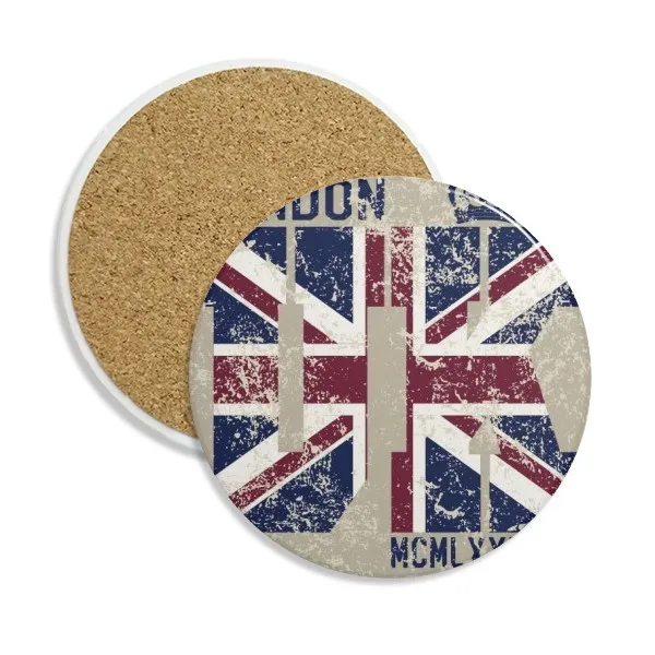 

London King UK the Union Jack Flag Stone Drink Ceramics Coasters for Mug Cup Gift 2pcs