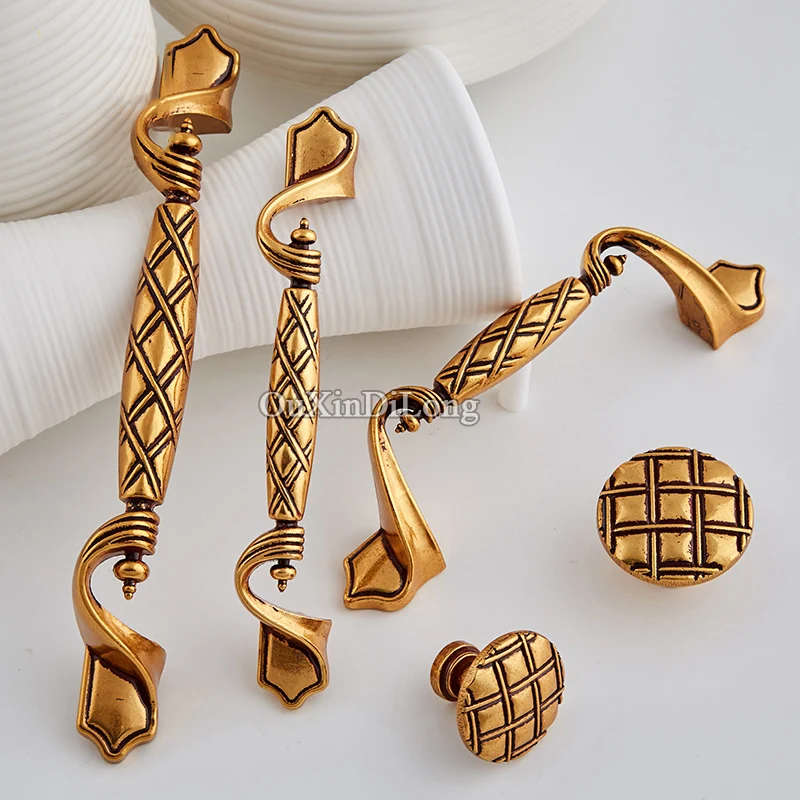 Потрясающие 10 шт. европейские антикварные золотые мебельные ручки шкаф ящик