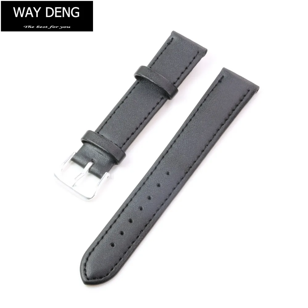 Way Deng - Women Men Generic Vintage Soft Plain Black PU Leather Wrist Watch Band Two-piece Strap Watchbands Accessories Y031 | Наручные