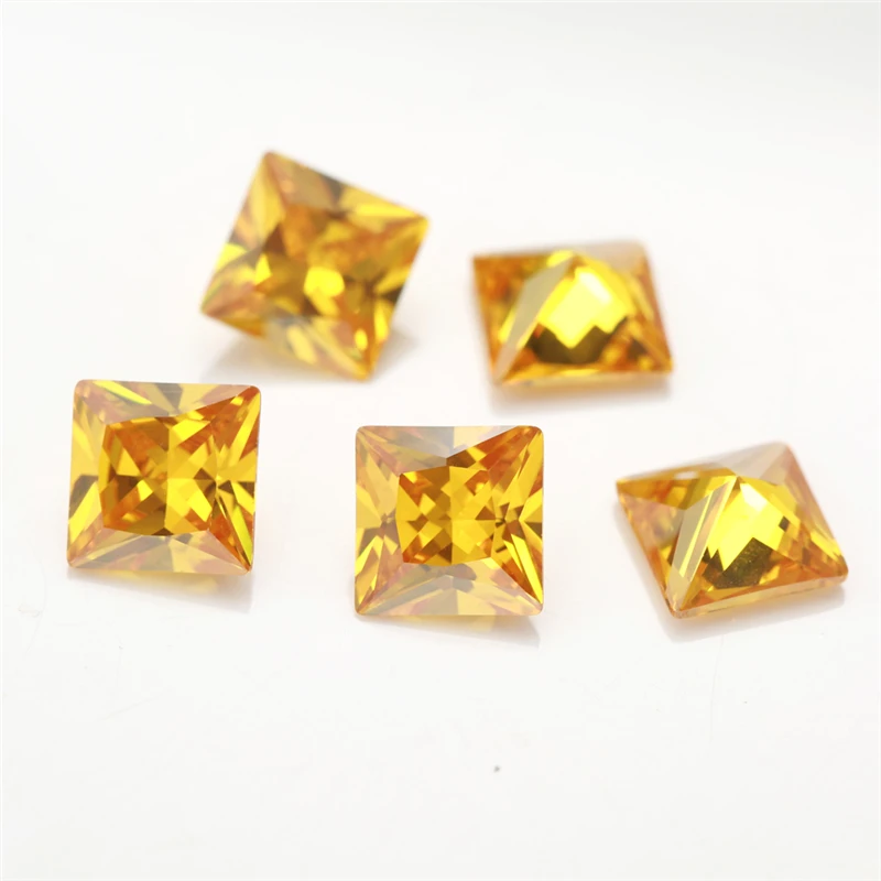 

Size 1.5x1.5-12x12mm Square Shape Princess Cut 5A Golden Yellow Zirconia Stone Synthetic Gems CZ stone For Jewelry