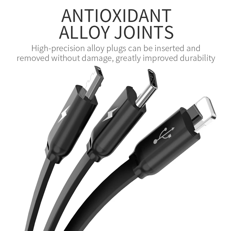 HOCO 3 в 1 usb зарядный кабель гибкий Регулируемый USB Быстрый Micro + Тип C для iPhone samsung