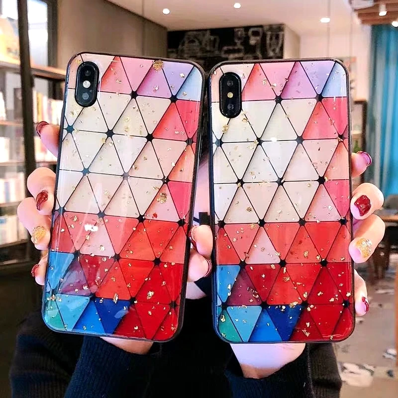 Для Xiaomi mi x 3 Чехол золотой фольги блеск Треугольник Сращивание милый контрастный