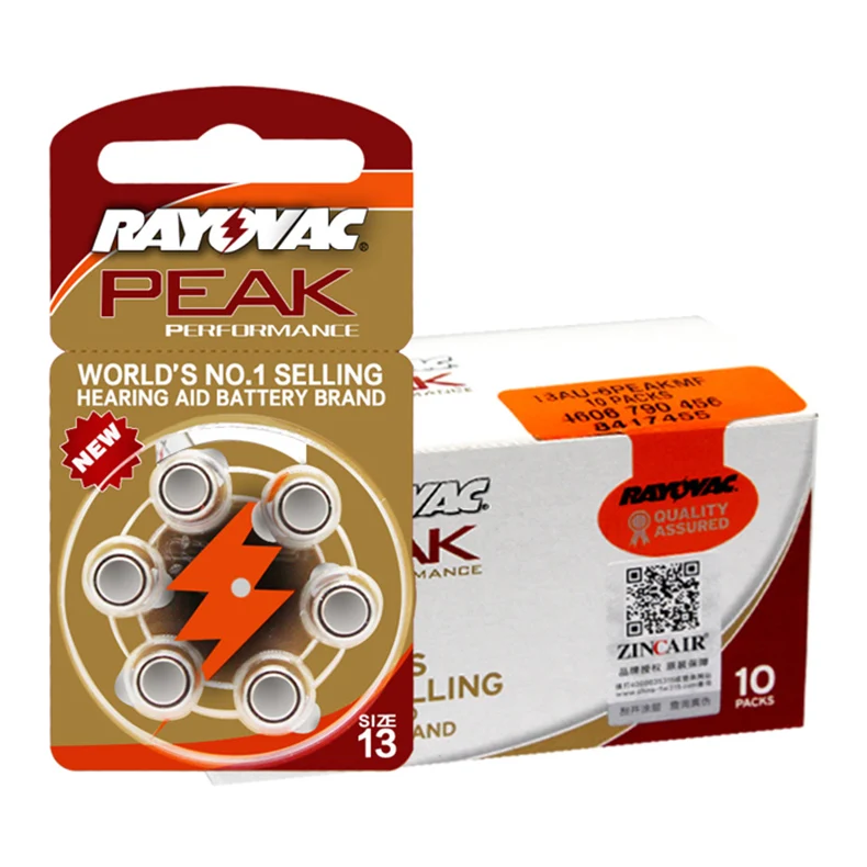 60 шт. обновленная версия Rayovac Peak 1 45V! Цинковые аккумуляторы 13A A13 13 P13 PR48 для