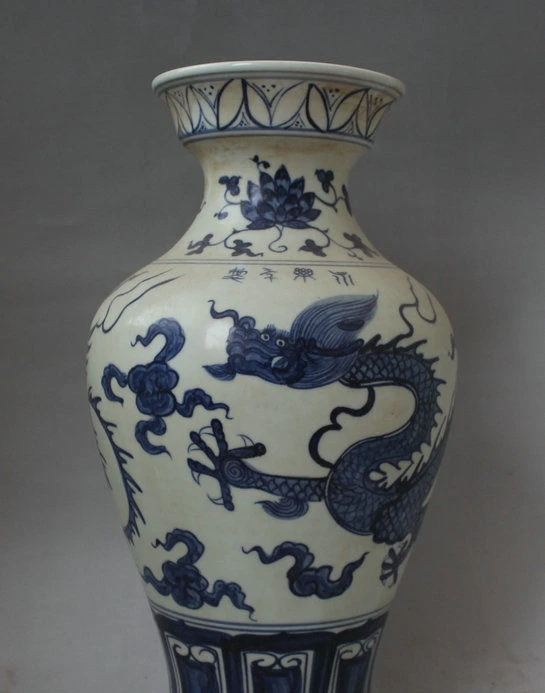 16 &quotКитайский дворец синий белый фарфор летающий дракон феникс бутылка с