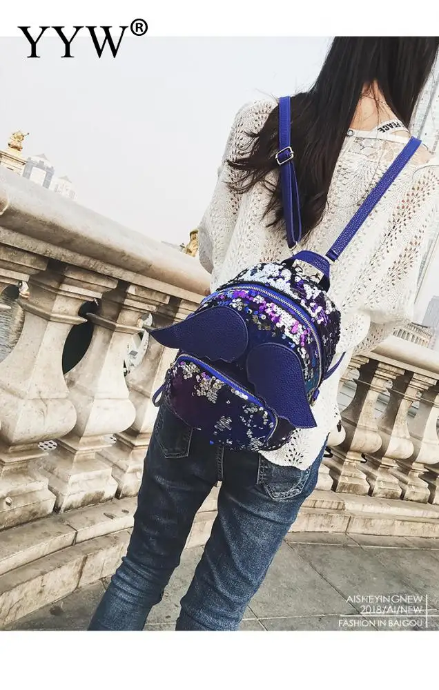 Рюкзак женский с блестками модная миниатюрная сумка на плечо маленький ранец