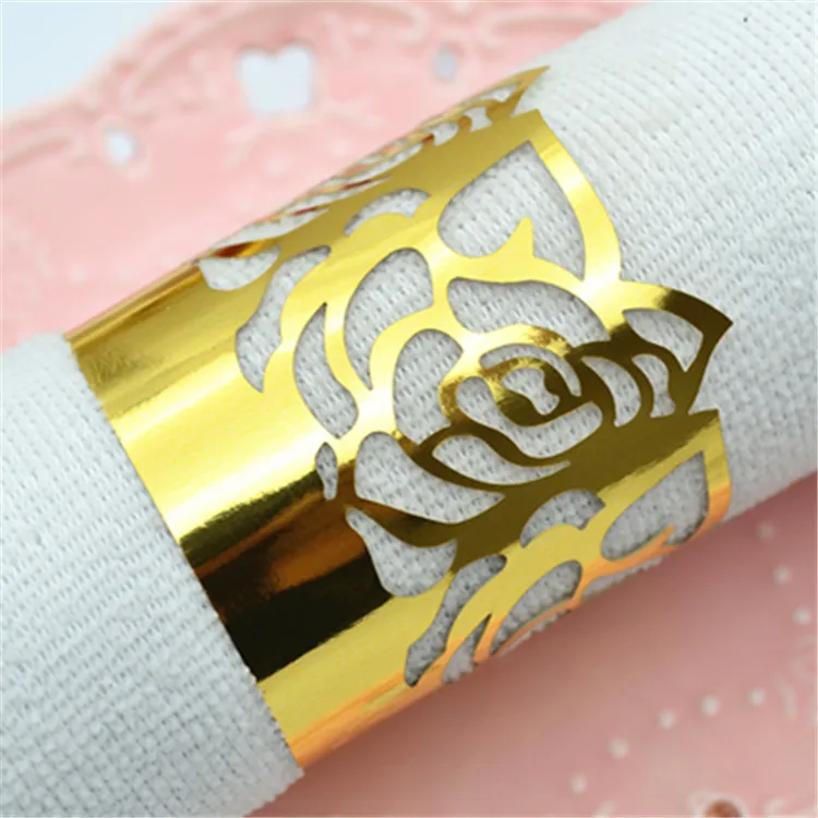 

cheap bulk laser cut personalized rose gold napkin ring for wedding decoration