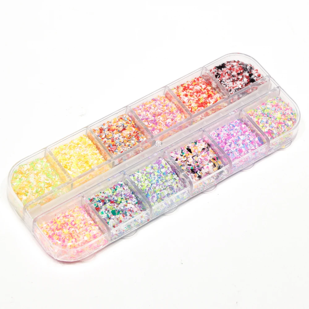 1 Набор для дизайна ногтей блестящая пудра яркие цвета смешанные Необычные