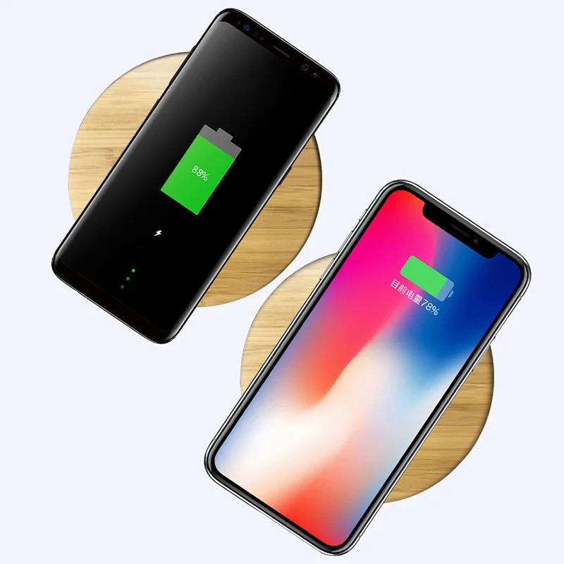 Древесины бамбука Qi Беспроводной Зарядное устройство для iPhone Xs Max 8 samsung Galaxy Note 9 S6