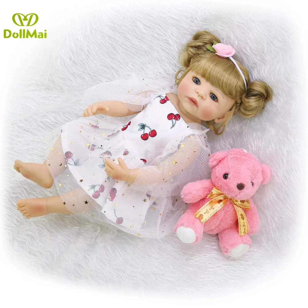 

Bebes Reborn Girl Doll Full Silicone Vinyl reborn baby dolls Realistic Princess Baby Toy Doll For Children's Day Gifts 55cm