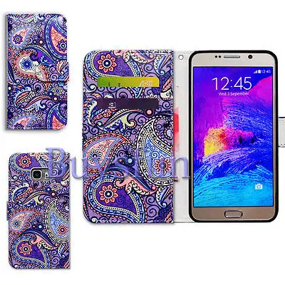 Bcov Марка Фиолетовый Пейсли Крышка Случая Кожи Folio Для Samsung Galaxy S6 Edge 103027206|case cover for