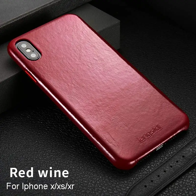 Wine red Чехол из натуральной кожи для iphone X, XR, XS, XS, MAX, роскошный Марвел, винтажный, Apple, чехол для телефона, бизнес, тонкая задняя крышка для iphone, xsMAX - Цвет: Wine red