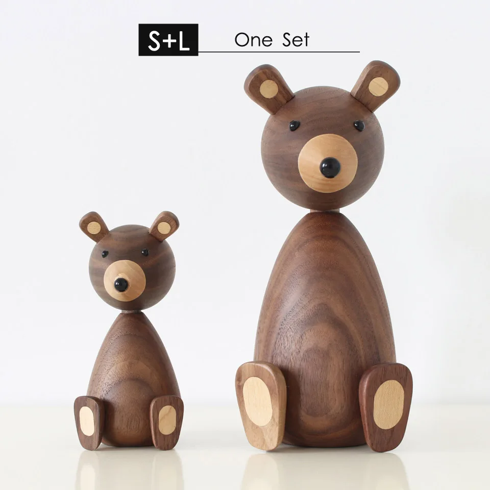 1 set -2pcs Дания деревянный коричневый медведь семья подарки/ремесла/игрушки Дерево Белка домашние декоративные фигурки высокое качество Скандинавский дизайн декор комнаты - Цвет: 1 set -2pcs