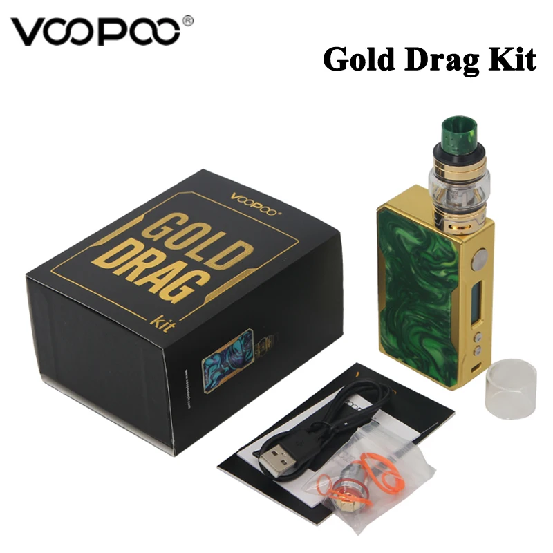 Оригинальный набор VOOPOO Gold Drag TC с 157 Вт Супер режимом Box MOD Vape и 5 мл Uforce танк