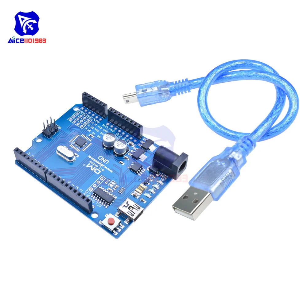 Макетная плата CH340 UNO R3 ATmega328P сменный мини USB интерфейс с кабелем ATmega16U2 для Arduino