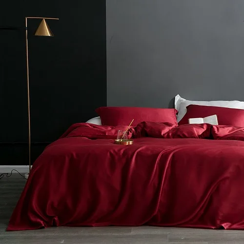 Color 6 Tencel Lysell однотонный белый розовый серый пододеяльник набор дышащий шелковистый мягкий 4 шт. постельные принадлежности queen/King size простыня подушка sham - Цвет: Color 6