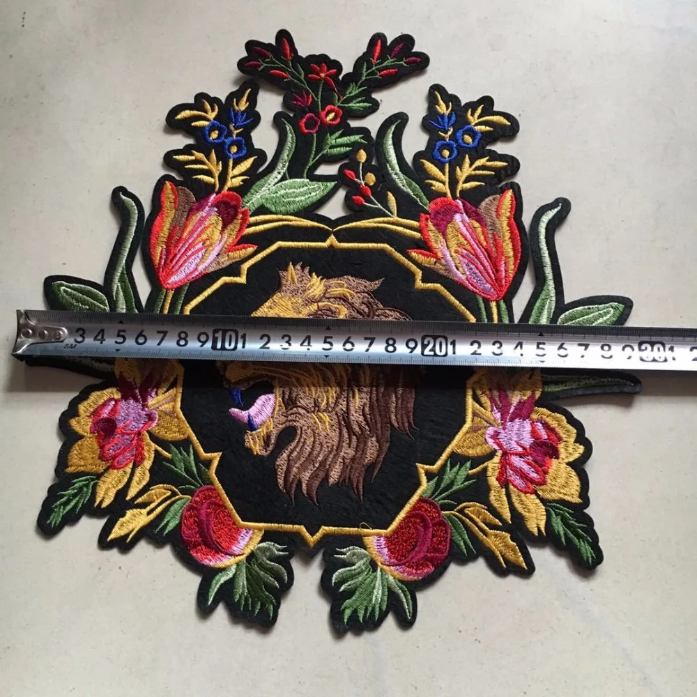 1 шт. цветок со львом аппликация Одежда Вышивка патч ткань наклейка швейный