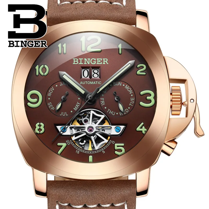 

Switzerland luxury men's watch BINGER brand clock multifunctional military glowwatch Tourbillon Mechanical Wristwatches B1170-4