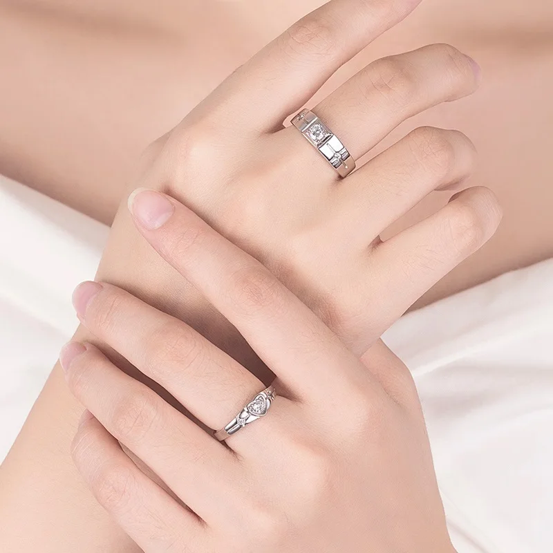 OMHXZJ Wholesale Personality Fashion OL Woman Girl Gift Twist Heart Square Zircon 925 Sterling Silver Couple Open Ring RG65 | Украшения и