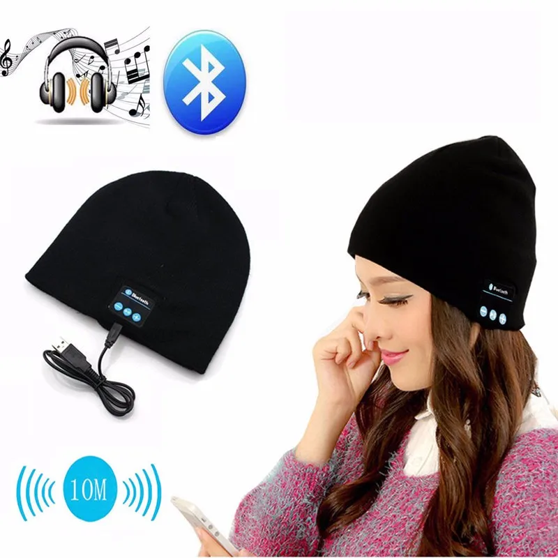 Новый мягкий теплый Beanie шляпа Gorro Беспроводной Bluetooth Smart Кепки гарнитура наушники