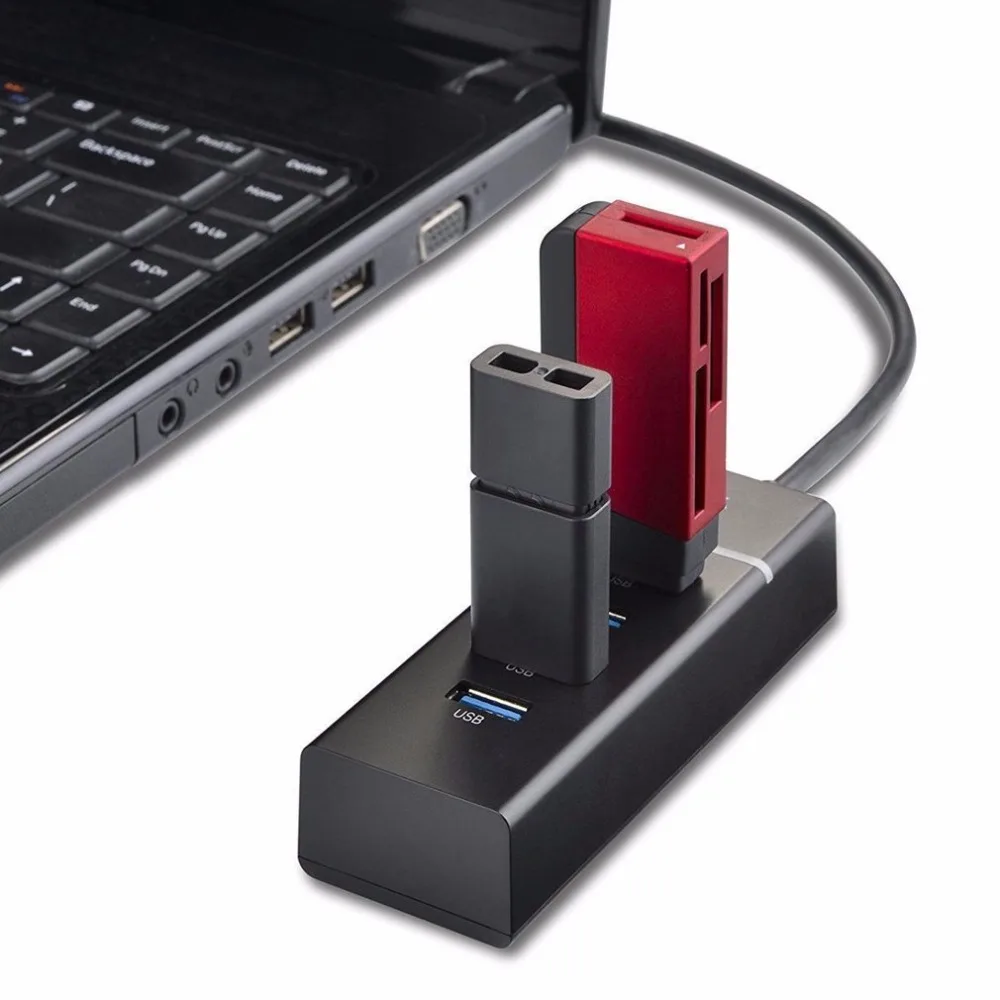 Usb-хаб с 4 портами, Высокоскоростной USB 3,0 концентратор, адаптер-удлинитель, портативный usb-разветвитель для ноутбука, ноутбука
