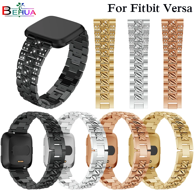 Новый браслет из сплава с кристаллами для Fitbit Versa Band ремешок на запястье умные
