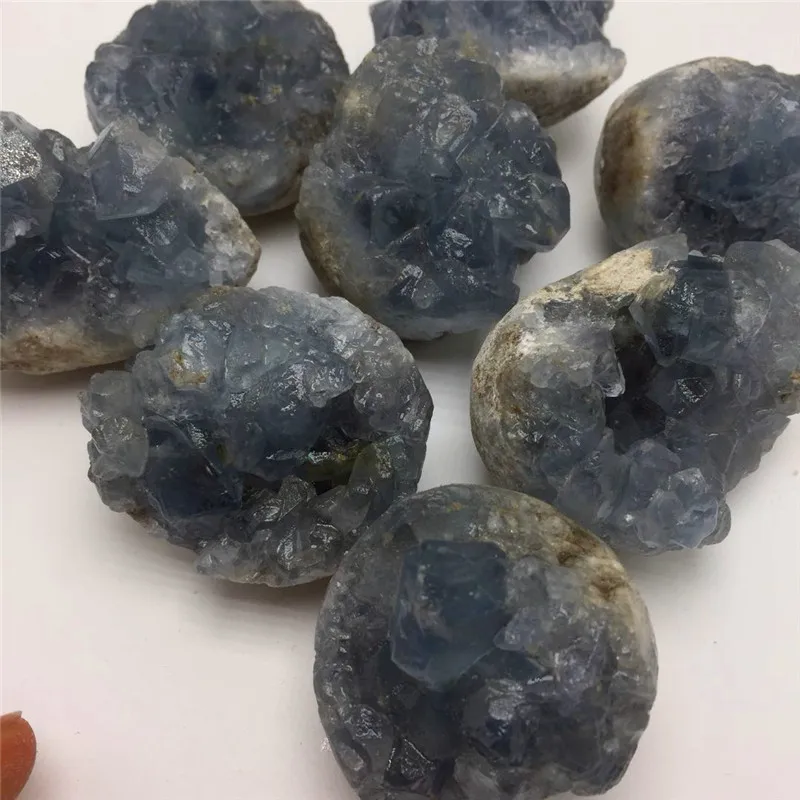 cute size drop shipping Natural blue celestine Crystal gemstone meditation reiki healing chakra rough crystal geode | Дом и сад