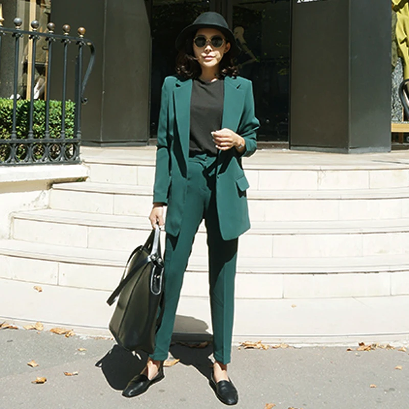 Женский костюм из двух предметов однотонный Блейзер и брюки|pant suits|women pant suitsblazer suit