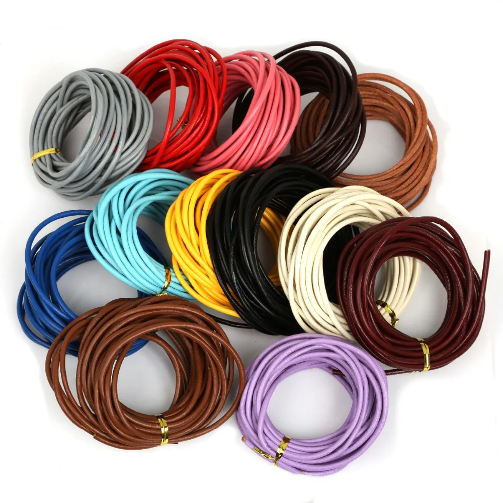 5meter/lot 3mm Genuine Leather Cord Beading Wire Round Thread String Strap Necklace Rope For DIY Jewelry Findings - купить по