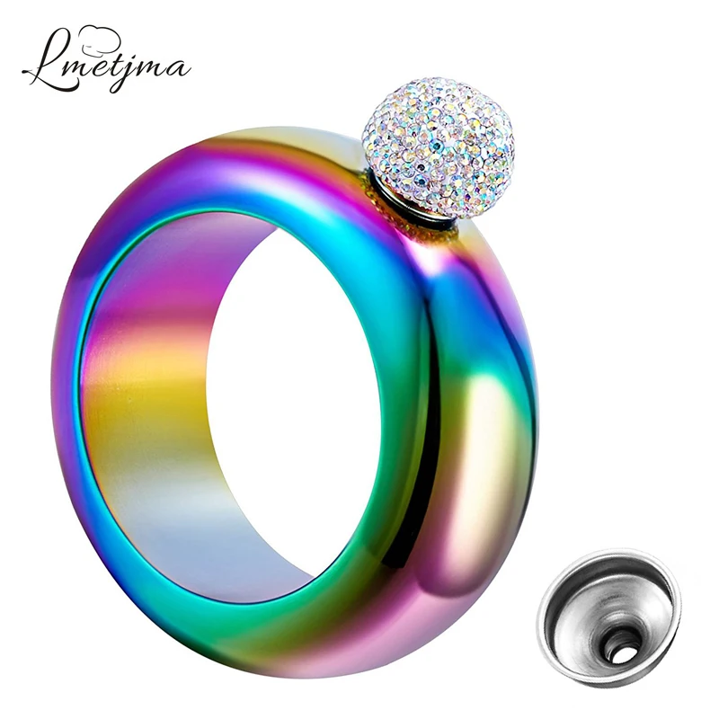 LMETJMA 3.5 oz Bangle Armband Heupfles 304 Rvs Heupfles voor Whiskey Draagbare Alcohol Drank Fles met Trechter