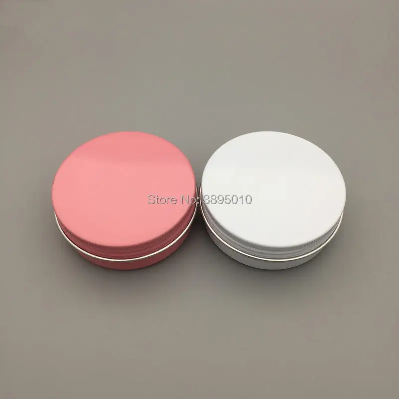 

60g white/pink aluminium cream jars with screw lid,cosmetic case jar,aluminum tins, aluminum lip balm container F1060