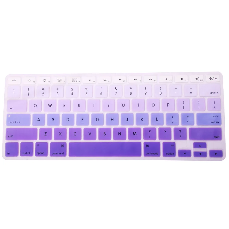 White Purple SR 11 цветов американский английский язык письмо силиконовый чехол для клавиатуры Наклейка для Macbook Air 13 Pro 13,3 15,4 17 retina протектор - Цвет: White Purple