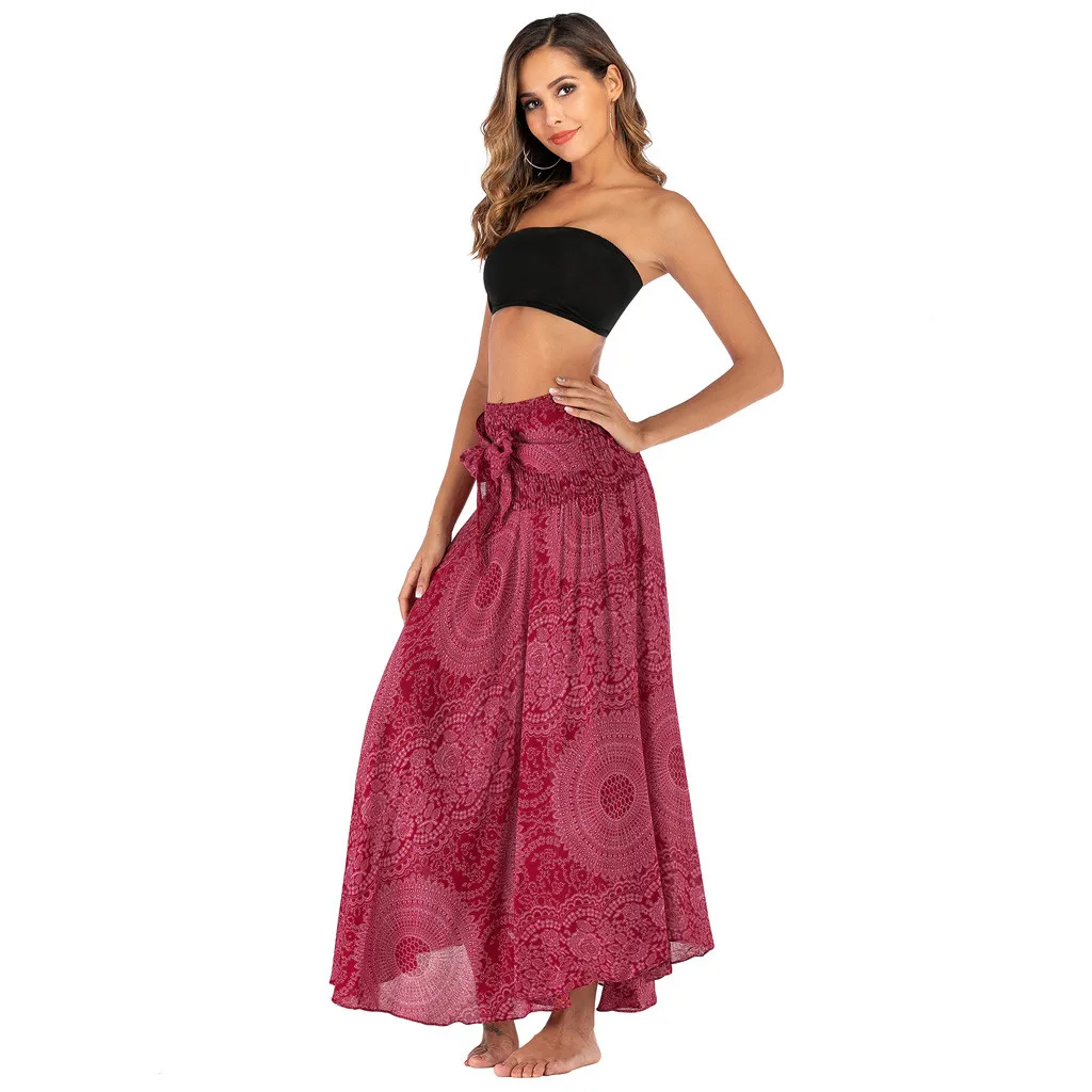 Gypsy Boho юбки женские летние длинные хиппи юбки богемные цветы эластичный пояс цветочные Холтер Юбка faldas largas mujer bohemia