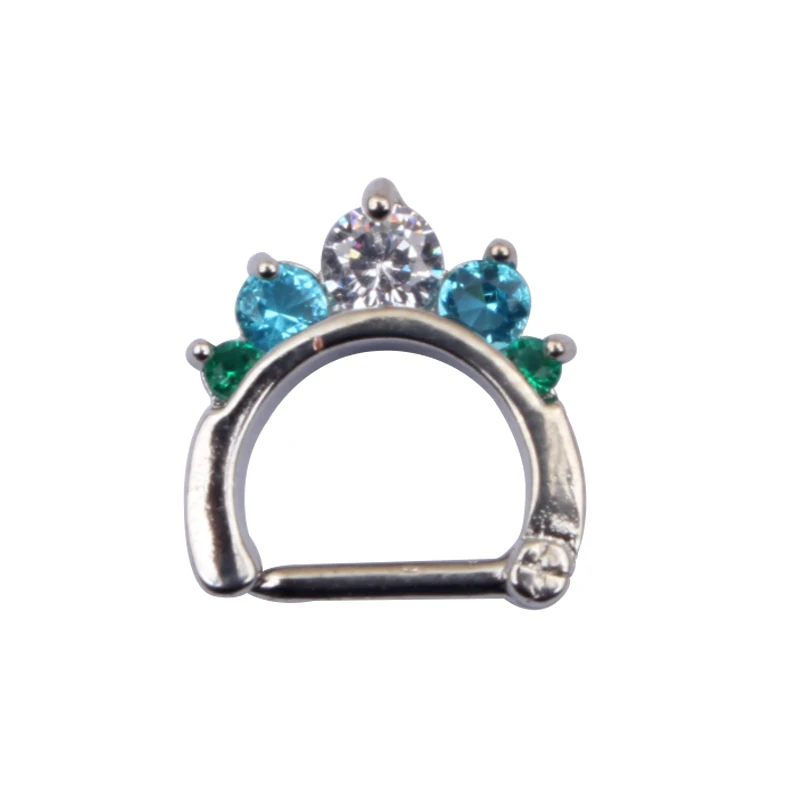 1pcs Crystal Septum Clicker Ring Hanger Clip On Non Piercing Zircon Nose Hoop Body Jewelry | Украшения и аксессуары