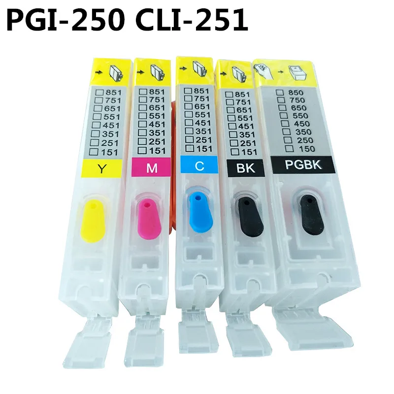 5x PGI 250 для canon IP7220 MG5420 MG5422 MX722 MX922 MG5520 MG6420 MG5522 MG5620 MG6620 IX6820 пустой многоразовый